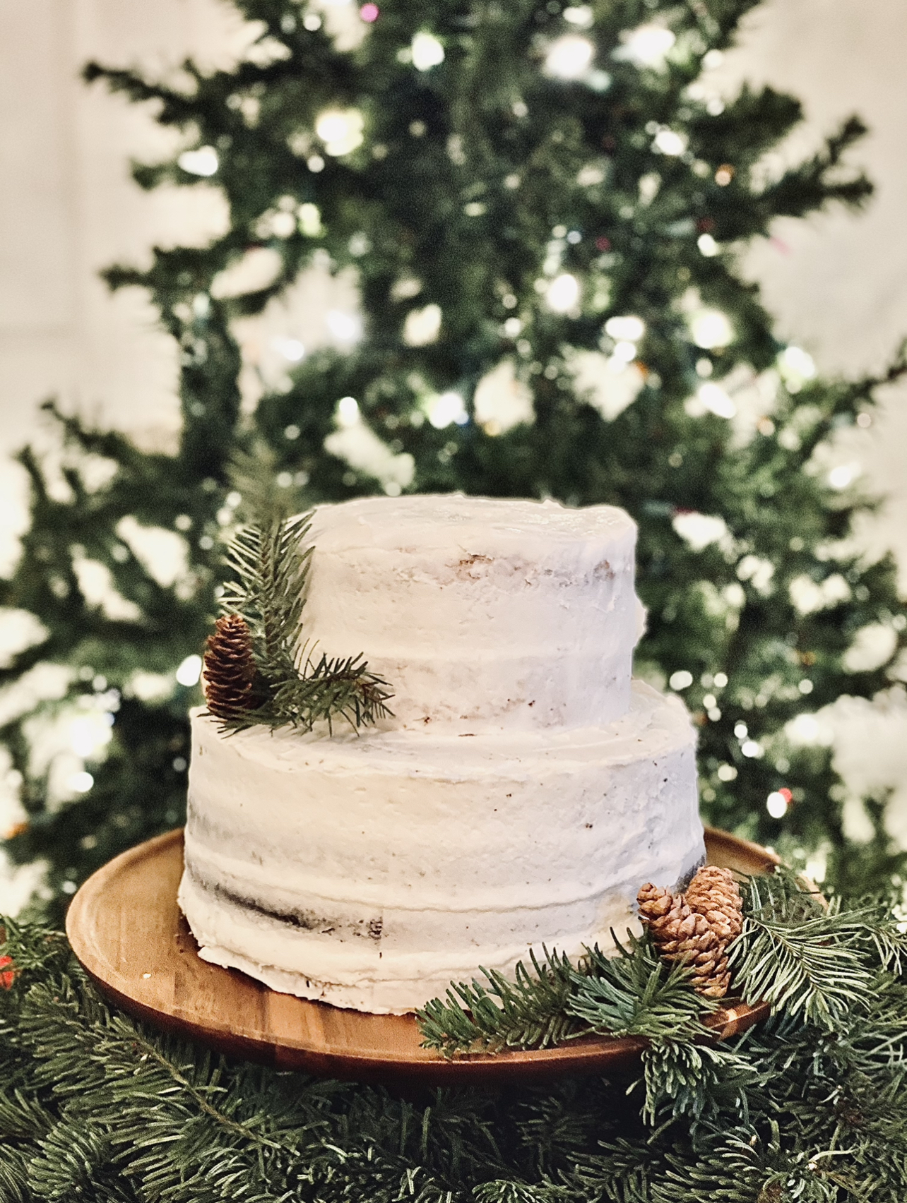 simple white Christmas cake